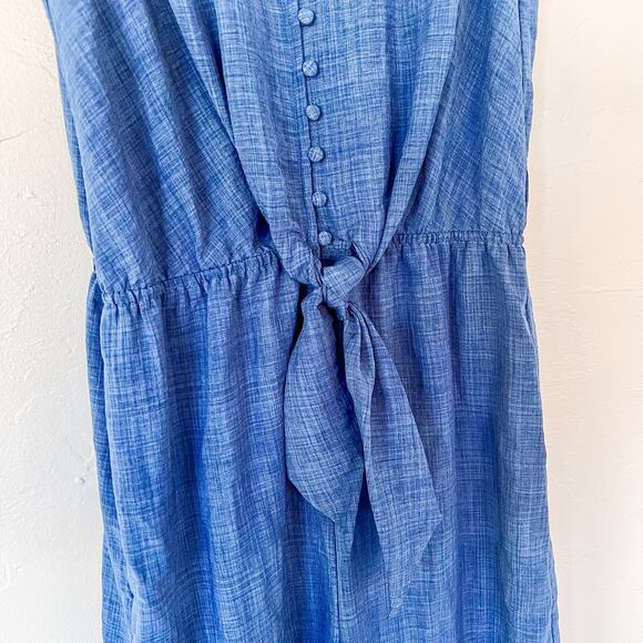 Boston Proper Blue Tie Front Jumpsuit Medium - Picture 4 of 7